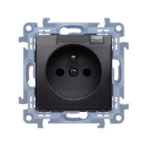 SIMON 10 MODULE BLACK MATT SOCKET 1X Z/U WITH SHUTTER AND SMOKE CAP IP44 SPRING CLAMPS 16A 25