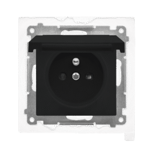 SIMON 55 MODULE BLACK MATT SOCKET 1X Z/U WITH COVER IP44 SPRING TERMINALS 16A 250V