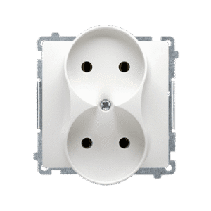 SIMON BASIC MODULE WHITE SOCKET 2X B/U SCREW TERMINALS 16A 250V