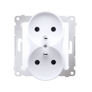 SIMON 54 NATURE WHITE SOCKET 2X Z/U WITH SHUTTERS SCREW TERMINALS 16A 250V