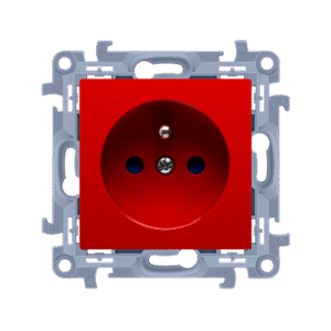 SIMON 10 RED MODULE SOCKET 1X Z/U WITH SHUTTERS SCREW TERMINALS 16A 250V