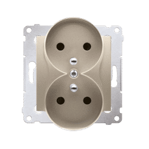 SIMON 54 GOLD MAT MODULE SOCKET 2X Z/U WITH SHUTTERS SCREW TERMINALS 16A 250V