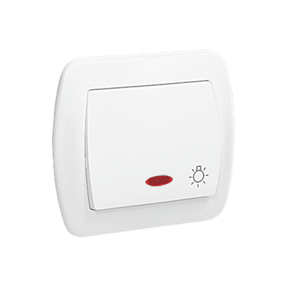 SIMON AKORD WHITE "LIGHT" BUTTON ILLUMINATED SCREW TERMINALS 10AX 250V