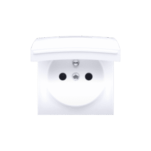 SIMON 54 WHITE MODULE SOCKET 1X Z/U WITH FLAP AND SHUTTERS