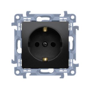 SIMON 10 MODUŁ  CZARNY MAT GNIAZDO 1X SCHUKO ZACISKI ŚRUBOWE 16A 250V