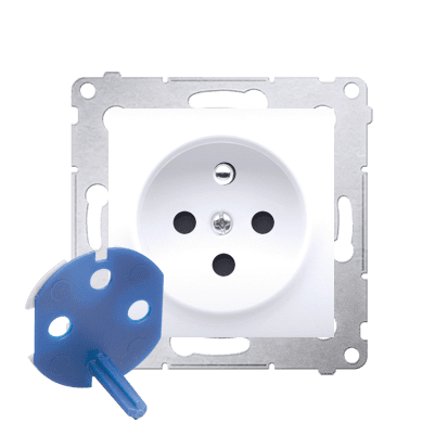 SIMON 54 WHITE MODULE SOCKET 1X Z/U DATA WITH KEY SCREW TERMINALS 16A 250V