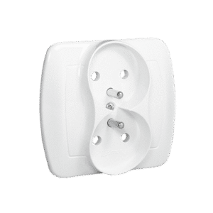 SIMON AKORD WHITE SOCKET 2X Z/U SCREW TERMINALS 16A 250V