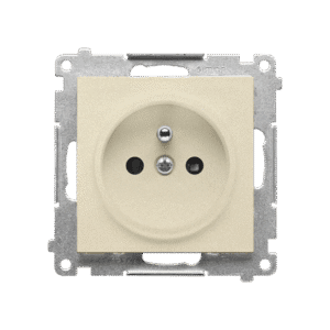 SIMON 55 CHAMPAGNE MODULE MAT SOCKET 1X S/U WITH SHUTTERS SPRING CLAMP 16A 250V