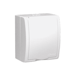 SIMON AQUARIUS WHITE SOCKET NT 1X Z/U WITH COVER IP54 SCREW TERMINALS 16A 250V