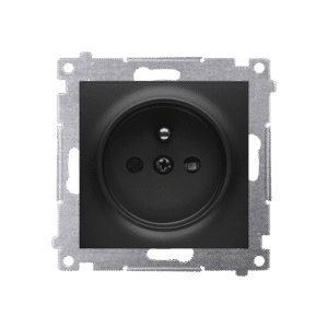 SIMON 54 MODULE BLACK MATT SOCKET 1X Z/U WITH SHUTTERS SCREW TERMINALS 16A 250V