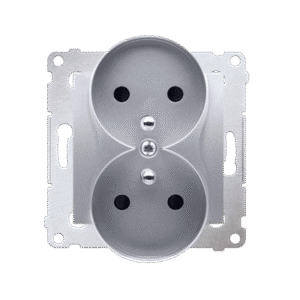 SIMON 54 SILVER MAT MODULE SOCKET 2X S/U WITH SHUTTERS SCREW TERMINALS 16A 250V