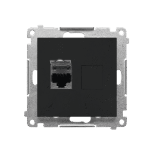 SIMON 55 BLACK MAT MODULE COMPUTER SOCKET 1X UAE 8 CAT.6 UTP WITH DUST COVER FLAT