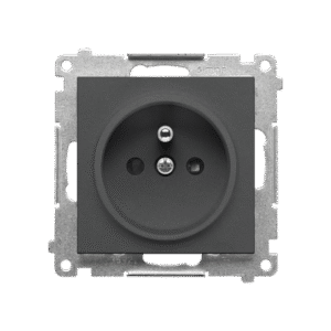 SIMON 55 GRAPHITE MODULE SOCKET 1X Z/U WITH SHUTTERS SPRING CLAMP 16A 250V