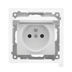 SIMON 55 MODULE LIGHT GRAY MATT SOCKET 1X S/U WITH COVER IP44 SPRING TERMINALS 16A 250V