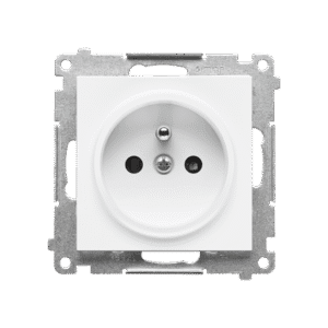 SIMON 55 WHITE MAT MODULE SOCKET 1X Z/U WITH SHUTTERS SPRING CLAMP 16A 250V