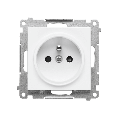 SIMON 55 MODUŁ BIAŁY MAT GNIAZDO 1X Z/U Z PRZESŁONAMI ZACISKI SPRĘŻYNOWE 16A 250V