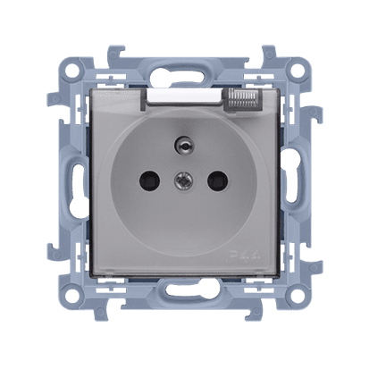 SIMON 10 WHITE MODULE SOCKET 1X Z/U WITH SMOKE COVER IP44 SPRING CLAMP 16A 250V