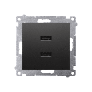 SIMON 54 MODUŁ CZARNY MAT ŁADOWARKA 2X USB A+A 5V DC 230V 2.1A