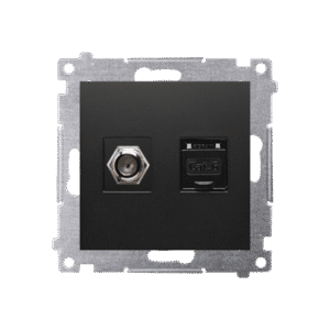 SIMON 54 MODUŁ CZARNY MAT GNIAZDO TV TYP F + GNIAZDO KOMPUTEROWE 1X UAE 8 CAT.6 FTP PŁASKIE