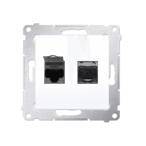 SIMON 54 MODUŁ BIAŁY GNIAZDO KOMPUTEROWE 2X UAE 8 CAT.6 FTP Z OSŁONĄ PRZECIWKURZOWĄ PŁASKIE