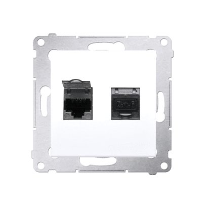 SIMON 54 MODUŁ BIAŁY GNIAZDO KOMPUTEROWE 2X UAE 8 CAT.6 FTP Z OSŁONĄ PRZECIWKURZOWĄ PŁASKIE