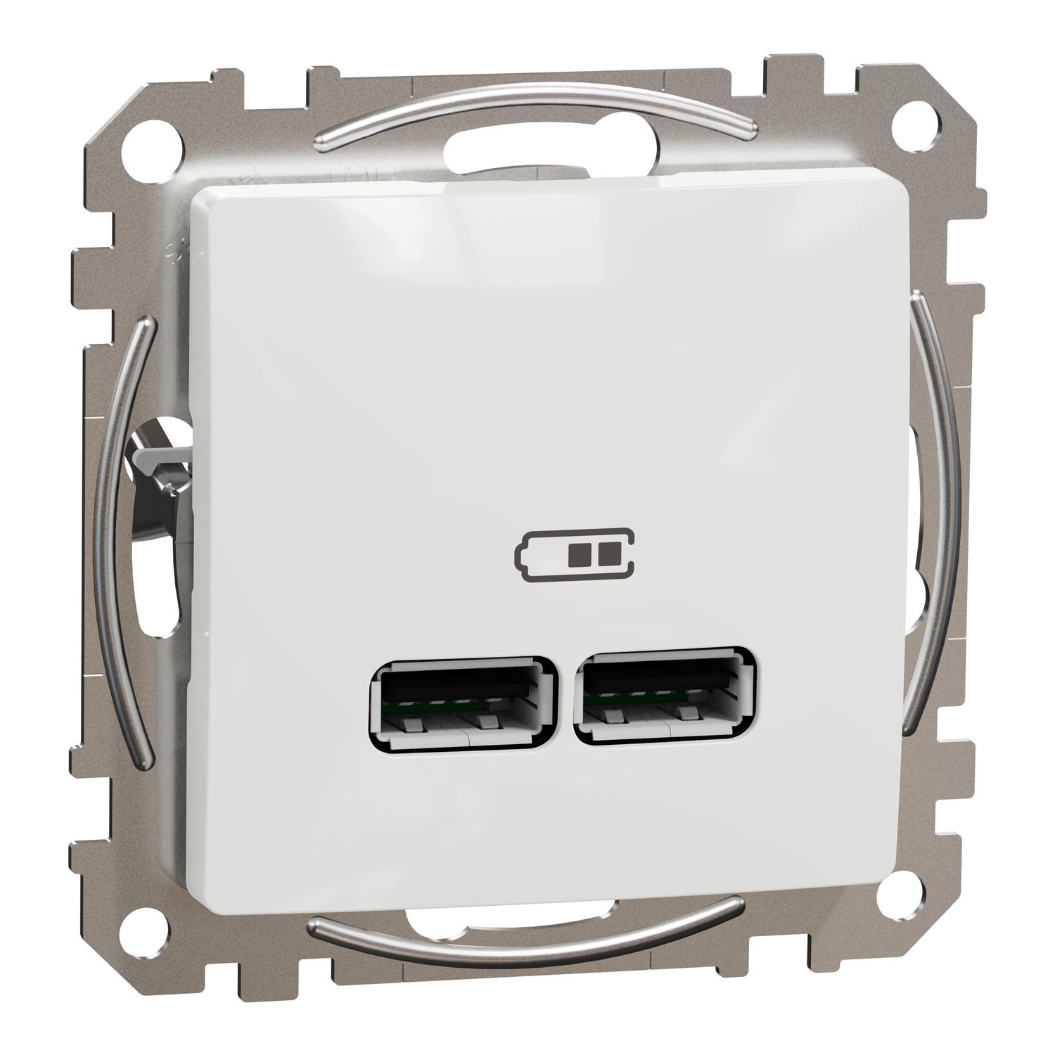 Schneider Electric, Sedna Design & Elements, Gniazdo ładowania USB typ A+A 2,4A, białe, SDD111401