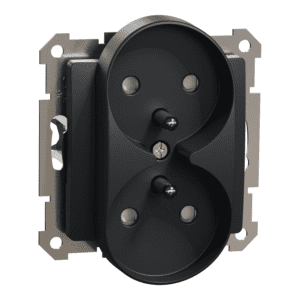 Schneider Electric, Sedna Design, Gniazdo 2x2P+PE z przesłonami do systemu ramkowego (do ramek Sedna Design), czarny antracyt, SDD114275