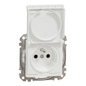 Schneider Electric, Sedna Design & Elements, Power Socket 2P+PE with Shuttered Terminals IP44, White, SDD211013