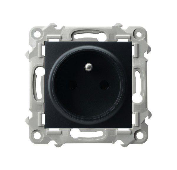 SZAFIR MODUŁ CZARNY METALIK GNIAZDO 1X Z/U ZICISKI ŚRUBOWE 16A 250V