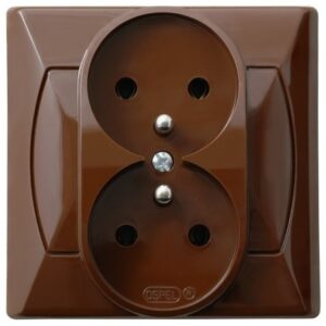 AKCENT BRĄZ GNIAZDO 2X Z/U ZACISKI ŚRUBOWE 16A 250V