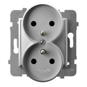 ARIA MODUŁ SREBRNY GNIAZDO 2X Z/U ZACISKI ŚRUBOWE 16A 250V