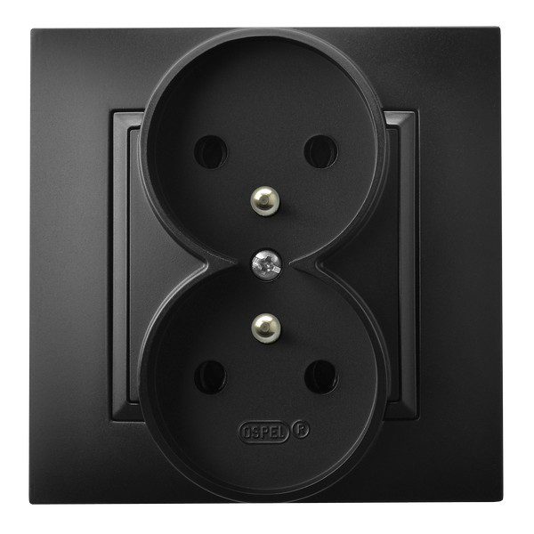 ARIA BLACK METAL SOCKET 2X Z/U SCREW TERMINALS 16A 250V