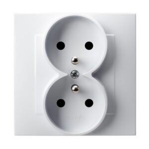 SZAFIR BIAŁY GNIAZDO 2X Z/U Z RAMKĄ ZACISKI SPRĘŻYNOWE 16A 250V