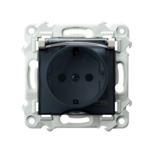 SZAFIR KASZMIROWY BEŻ GNIAZDO BRYZGOSZCZELNE Z UZIEMIENIEM SCHUKO IP-44 WIECZKO PRZEZROCZYSTE